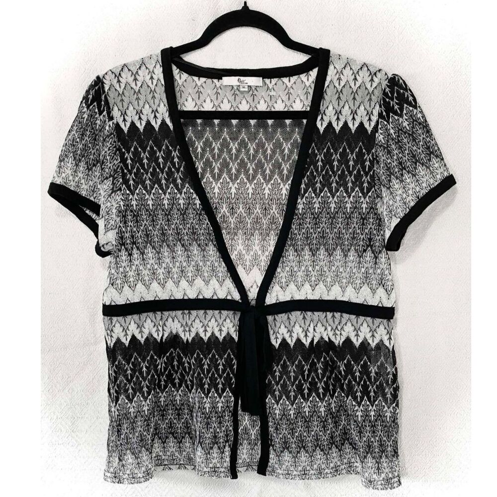 Klass Collection Women's Black & White Lace Blouse Top – Size XL